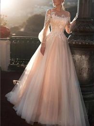 2022 New A-line Version Summer Bridal Wedding Dress High Neck Long Sleeve Lace Slim Fit Trailing Luxury Wed Dresses Vestido de novia