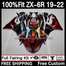 Injection Mould Bodys For KAWASAKI NINJA ZX 636 600CC ZX636 19-22 Bodywork 6DH.2 ZX 6R ZX-6R ZX6R 19 20 21 22 Frame ZX-636 2019 2020 2021 2022 OEM Fairing kit wine red