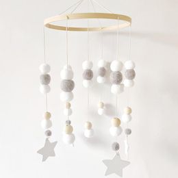 Decorative Objects & Figurines Nordic Wind Chimes Girls Boys Bedroom Mobile Felt Ball Bed Bell Wooden Beads Pendant Baby Room Nursery Decora