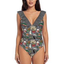 Women's Swimwear National Lampoons Christmas Vacation One Piece Swimsuit High Quality Printed Push Up Monokini Summer Bathing SuitWomen's