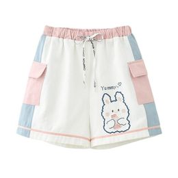 Cartoon Rabbit Embroidery High Waist Casual Women Cotton Short Summer Sweet Style Korean Fashion Ladies Cute Kawaii Bottoms 220419