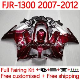 OEM Bodywork For YAMAHA FJR-1300 FJR 1300 A CC FJR1300A 01-12 Moto Bodys 37No.17 FJR1300 07 08 09 10 11 12 FJR-1300A 2007 2008 2009 2010 2011 2012 Fairing Kit wine red