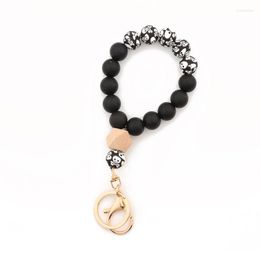 Keychains Women Wristlet Leopard Solid Silicone Beads Bangle Keycahins Bag Accessories Key Ring Miri22