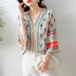 Ethnic Clothing Chinese Traditional Women Vintage Floral Print Qipao Tops Oriental Hanfu Blouse Cheongsam Tang Suit HanfuEthnic