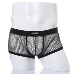 Underpants CLEVER-MENMODE Men's Sexy Mesh Underwear See Through Fishnet Boxer Bulge Penis Pouch Transparent Panties Exotic Lingerie Homb