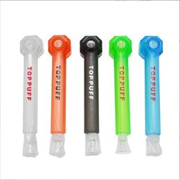Toppuff Top Puff Pipe For Travel Glass Water Bongs Cigarette Tobacco 160MM Acrylic Oil Burner Smoking Plastic Pipes