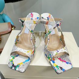 Latest designer slippers women's revival sandals Colour stilettos HEEI 10cm leather fashion summer beach shopping 34-40