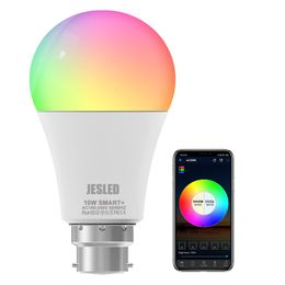 Jesled 10W Lights Bulbs B22 E27 Alteração de cor Bulbo LED de Wi-Fi 2700K-6500K RGBCW Dimmable Bulbs Smart LEDS Light Alexa Home for Party