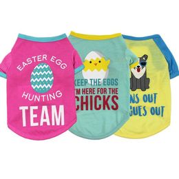 Easter Dog Apparel Thin Shirt for Small Dog Girl Puppy Clothes for Chihuahua Yorkies Bulldog Summer Pet Outfits Male Female Tshirt