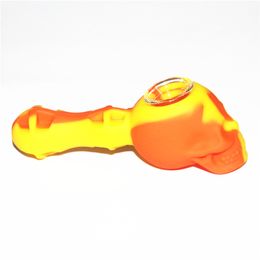 New Types Silicone Pipe Bong water pipes bongs Mini Hand Hookah Glass Spoon Smoking dab rig