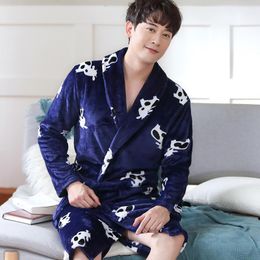 Towel Thicken Male Bath Long Robe Men Coral Fleece Nightgown Homewear Plus Size