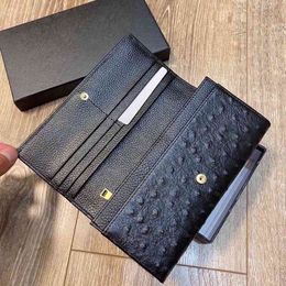 Prades High Ostrich Unisex Quality Clutch Luxury Leather Wallet Designer Card Holder Crossbody Female Purses