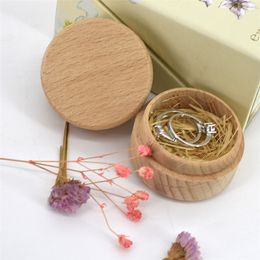 Home Storage Beech Wood Jewelry Boxes Small Round Storage Box Retro Vintage Ring Boxfor Wedding Natural Wooden Jewelrys Case Organizer ContainerZC532