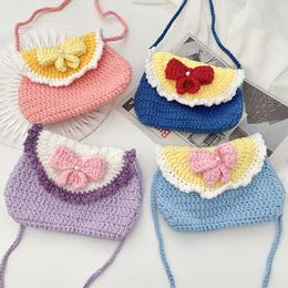 Gift Wrap Handmade Wool Knitting Coin Purse Creative Shoulder Bag Cartoon Multicolor Cute Girl Hand Weave Bags For KidsGift