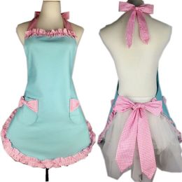 New Retro Aprons for Women Vintage Aprons Cooking Kitchen Aprons Plus Size with Extra Ties Chef Bib Apron Dress Gift 201007