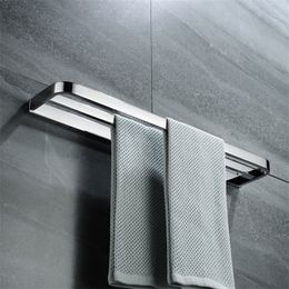 Stainless Steel Bathroom Hardware Chrome Polished Single Layer Towel Rack Bathroom Accessories Antirust Towel Shelf T200915