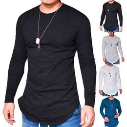 Autumn winter t shirt Men Long Sleeve Male T-shirts Slims O-Neck Solid Clothing T-shirt street casual cotton pullover L220704