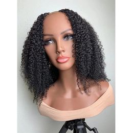 Mongolian 4a 3c U-part Kinky Curly Wig For Women 100% Human Hair Afro Kinkys Curlys V Part Short Bob Cut Wig Full End Machine Wigss