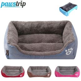 S3XL 9 Colors Paw Pet Sofa Dog Beds Waterproof Bottom Soft Fleece Warm Cat Bed House Petshop cama perro Y200330