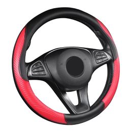 Steering Wheel Covers 38cm Car Cover Stuurhoes Auto Pokrowiec Na Kierownice Carbon Fibre Leather Capa Volante KierowniceSteering