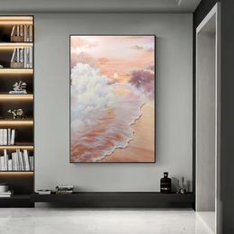 Seascape Sunset Oil Paintings 100% Hand Painted Pop Modern Canvas Art Home Wall Decor Pictures for Living Room A 620