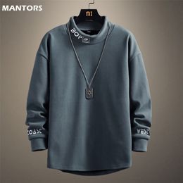 Mens Sweatshirts Casual Hoodie Solid Colour Fashion Male Stand Collar Embroidery Sweatshirt Pullover Hip Hop Streetwear 220804