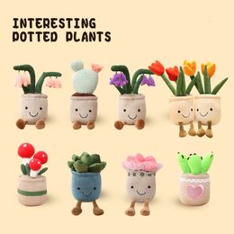 Lifelike Tulip Succulent Plants Plush Stuffed Toys Vrious Potted Flower Cactus Bookshelf Home Living Room Decor For Girl Gift 220531