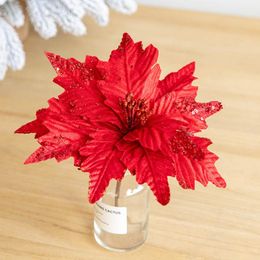 Decorative Flowers & Wreaths Large 25cm Velvet Christmas Gold Powder Artificial For Home Mall Window Display Decoration Fake FlowerDecorativ