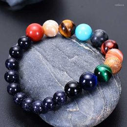 Beaded Strands Lovers Eight Planets Natural Stone Bracelet Fashion Universe Galaxy Solar System Guardian Star Beads Trum22