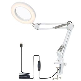 Table Lamps Tomshine Flexible Clamp-on Lamp Swing Arm Dimmable LEDs Desk Light 3 Color 10 Levels Reading Working Studying LampTable