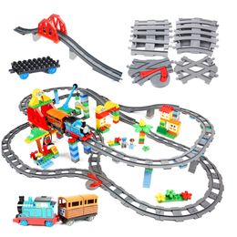 Big Size Building Blocks Compatible Train Sets DIY Railway Track Assemble Interactive Educational Bricks Toys for Children Gift 220715