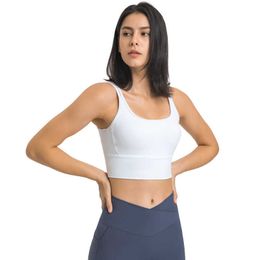 Widened Hem Sports Bra Gym Underwear Women's Tank Tops Sexy Shoulders Beautiful Back Shockproof Upper Support Vest Running Fitness Activewear Clothes