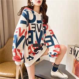 Woman Tracksuit Loose Sweatshirt Suit Women Hoodies Oversized Harajuku Kpop Hood Woman Loose Bf Hoodie Sudadera Mujer Streetwear T200904