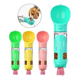 3 in 1 Dog Water Bottle Cat Accessories Pet Supplies with Poop Shovel and Poop Bags Dogs Pets Portable Drinking Feeder Bowl 210320