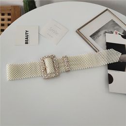 Belts Women's Belt Decorative Waist Skirt Full Pearl Pin Buckle Straps For Woman Luxury Fashion Dress Decoration Wide BeltBelts