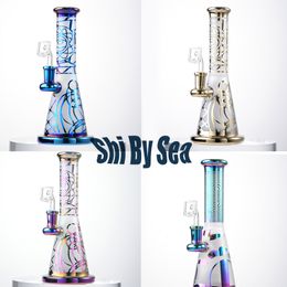 Rainbow Colourful Hookahs Showerhead Perc 14mm Female Joint Glass Bongs With Bowl Banger Oil Rig Dab ZDWS2005