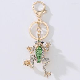 Keychains Unique Crown Frog Crystal Keyring Keychain Fashion Metal HandBag Pendant Purse Bag Buckle Key Chains Holder Accessories Gift Enek2