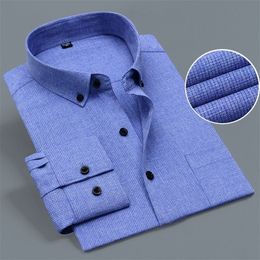 Men's Long Sleeve Business Casual Shirts Non-iron Regular Fit Solid Colour Button-down Collar Bamboo Fibre Elastic Dress Shirt 220322