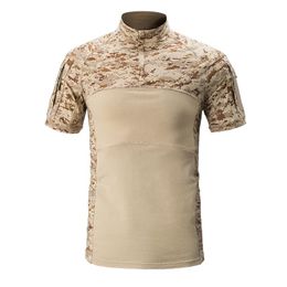Men's T-Shirts Summer Men Camouflage Collar Tops Tees Military Training Short Sleeve Shirts Breathable Quick Dry Male Tshirts Men'sMen's