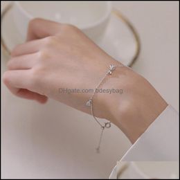 Link Chain Bracelets Jewellery Fashion Metal Bow Charm Bracelet 2021 Design Siery Plating Shiny Crystal One Layer Dhqmp