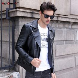 GustOmerD Brand Autumn Winter Casual Zipper PU Leather Jacket Motorcycle Leather Jacket Men Slim Fit Mens Jackets And Coats 201127