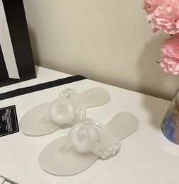 2022 designer brand spring and summer flat bottom slippers women's flip flops transparent jelly PVC material 35-40 size