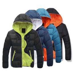 long winter parkas UK - Men's Down & Parkas Winter Windproof Warm Hooded Bubble Coat Men Long Sleeve Zip Pocket Casual Jacket Plus Size Thick MaleMen's