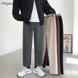 Men's Pants Thick Warm Casual Men Couples Straight Trousers Simple Solid All match Korean Fashion Elastic Waist Chic Cosy High Street 220826