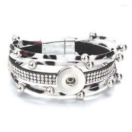 Charm Bracelets Fashion Multilayer Leopard Leather Snap Fit 18mm Button Charms DIY Jewellery For Women Men ZE482Charm Kent22