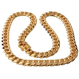 Cuban Chain Designer Classic 10mm Mens Cuban Miami Chain Bracelet Chain Set 14k Gold Plated Stainless Steel Fashion Hip Hop Style Christmas Gift