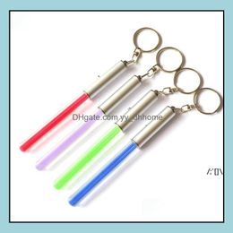 Other Event Party Supplies Festive Home Garden Led Flashlight Stick Keychain Mini Torch Aluminum Key Chain Keyring Durable Glow Pen Magic