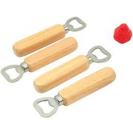 New Stainless Steel Wood Handle Wine Beer Bottle Openers Soda Glass Cap Bottle Opener Kitchen Bar Tools 0512