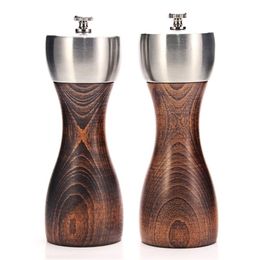 Wood Pepper Grinder Wooden Mills Gourmet Precision Mechanisms and Premium Sea Salt & Peppercorns 220524