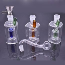 10mm Femlae Glass Oil Burner Bong Smoking Pipe Recycler Dab Rig Bongs Inline Matrix Perc with Glass Oil Burner Pipe and Tobacco Bowl 2pcs